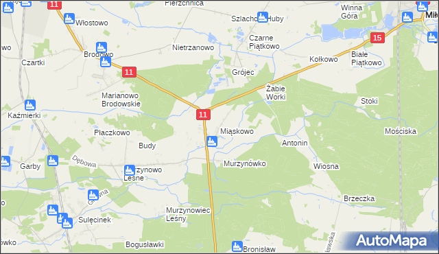 mapa Miąskowo gmina Krzykosy, Miąskowo gmina Krzykosy na mapie Targeo