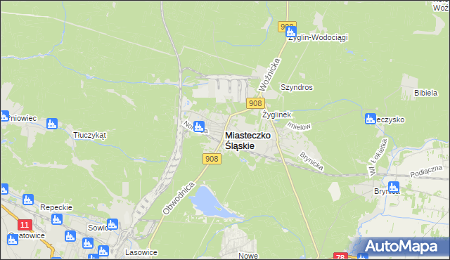 mapa Miasteczko Śląskie, Miasteczko Śląskie na mapie Targeo