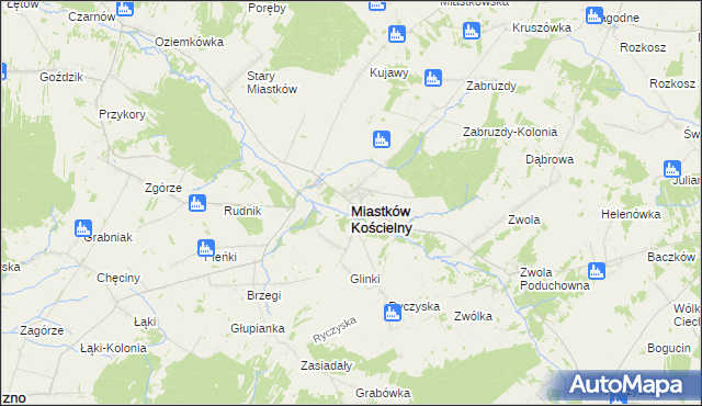 mapa Miastków Kościelny, Miastków Kościelny na mapie Targeo