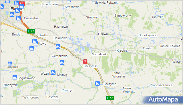 mapa Michalinek gmina Płońsk, Michalinek gmina Płońsk na mapie Targeo