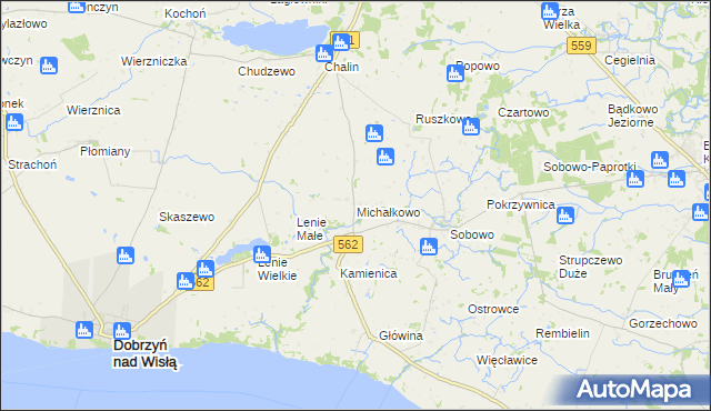 mapa Michałkowo gmina Dobrzyń nad Wisłą, Michałkowo gmina Dobrzyń nad Wisłą na mapie Targeo