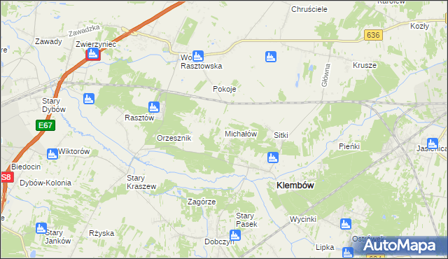 mapa Michałów gmina Klembów, Michałów gmina Klembów na mapie Targeo