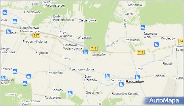 mapa Michałów gmina Rzeczniów, Michałów gmina Rzeczniów na mapie Targeo