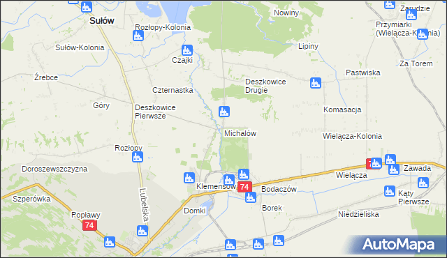mapa Michalów gmina Sułów, Michalów gmina Sułów na mapie Targeo