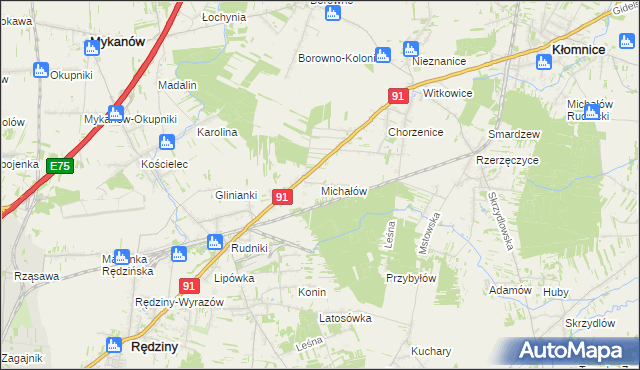 mapa Michałów Rudnicki, Michałów Rudnicki na mapie Targeo