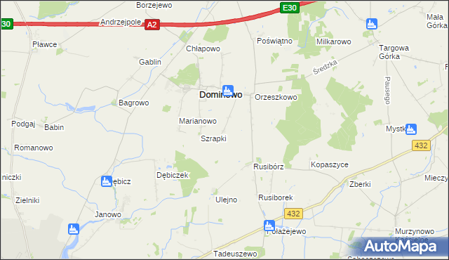 mapa Michałowo gmina Dominowo, Michałowo gmina Dominowo na mapie Targeo