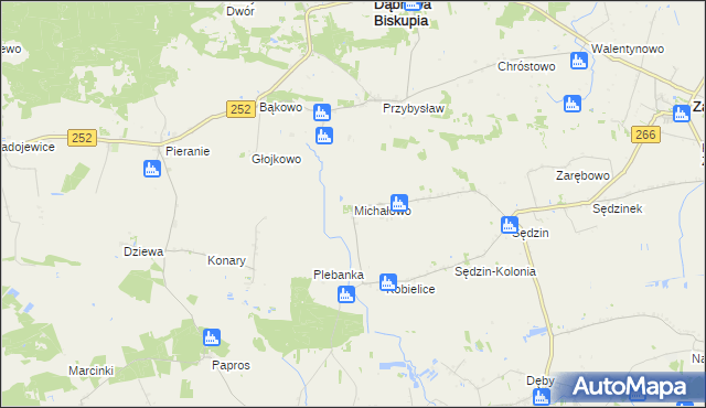 mapa Michałowo gmina Zakrzewo, Michałowo gmina Zakrzewo na mapie Targeo