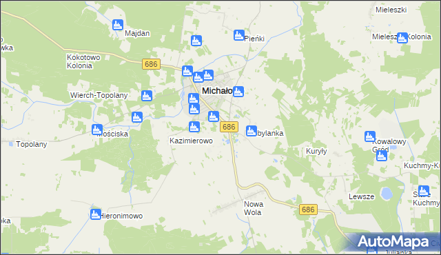 mapa Michałowo-Kolonia, Michałowo-Kolonia na mapie Targeo