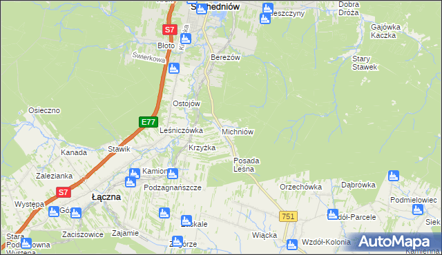 mapa Michniów, Michniów na mapie Targeo