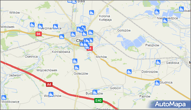 mapa Michów gmina Chojnów, Michów gmina Chojnów na mapie Targeo