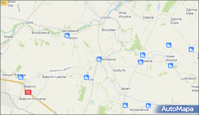 mapa Michowice gmina Głuchów, Michowice gmina Głuchów na mapie Targeo