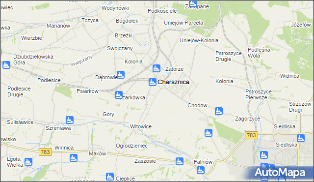 mapa Miechów-Charsznica, Miechów-Charsznica na mapie Targeo