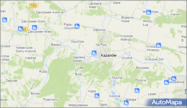 mapa Miechów gmina Kazanów, Miechów gmina Kazanów na mapie Targeo