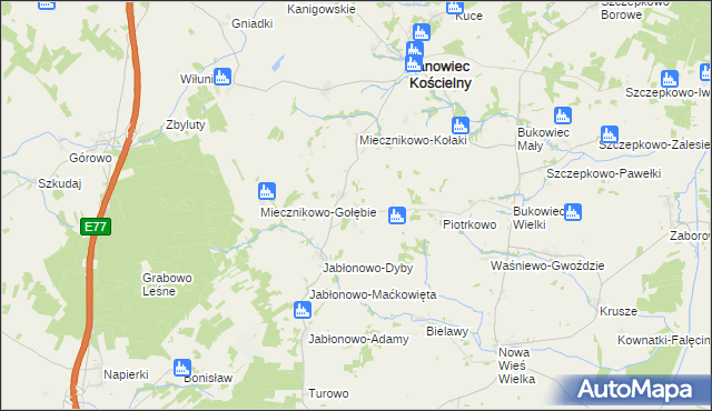 mapa Miecznikowo-Sowy, Miecznikowo-Sowy na mapie Targeo