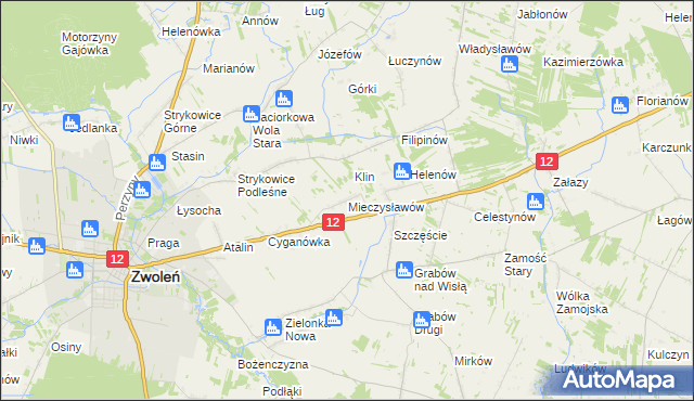 mapa Mieczysławów gmina Zwoleń, Mieczysławów gmina Zwoleń na mapie Targeo