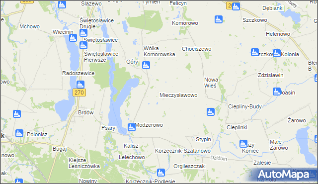 mapa Mieczysławowo gmina Izbica Kujawska, Mieczysławowo gmina Izbica Kujawska na mapie Targeo