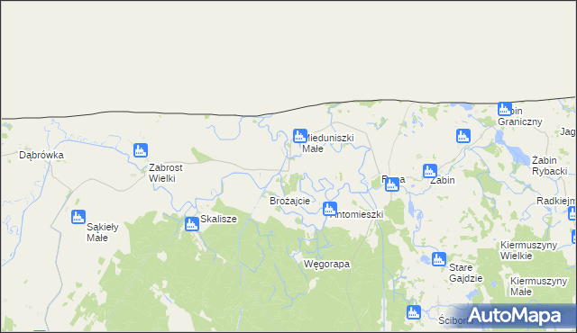 mapa Mieduniszki Wielkie, Mieduniszki Wielkie na mapie Targeo