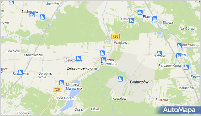 mapa Miedzna Drewniana, Miedzna Drewniana na mapie Targeo