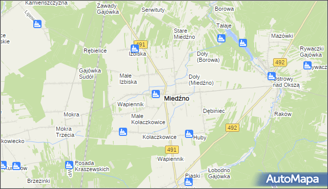 mapa Miedźno powiat kłobucki, Miedźno powiat kłobucki na mapie Targeo