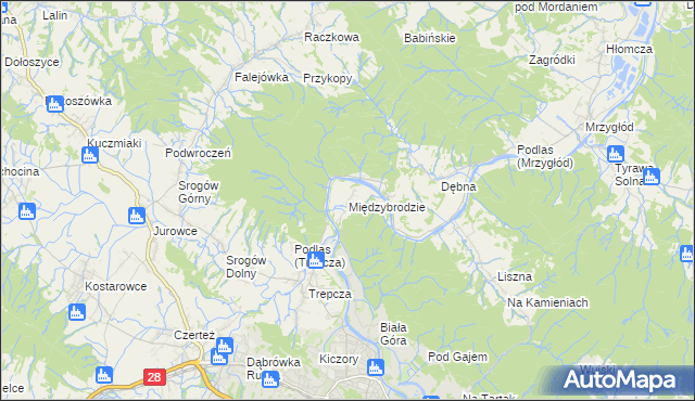 mapa Międzybrodzie, Międzybrodzie na mapie Targeo