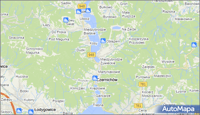 mapa Międzybrodzie Żywieckie, Międzybrodzie Żywieckie na mapie Targeo