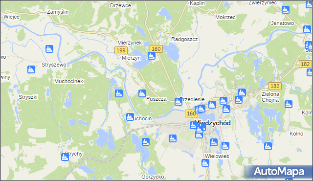 mapa Międzychód powiat międzychodzki, Międzychód powiat międzychodzki na mapie Targeo