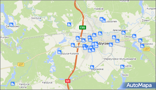 mapa Międzyrzecz powiat międzyrzecki, Międzyrzecz powiat międzyrzecki na mapie Targeo