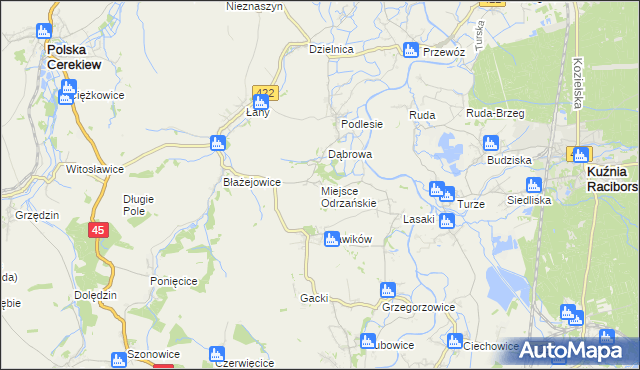 mapa Miejsce Odrzańskie, Miejsce Odrzańskie na mapie Targeo