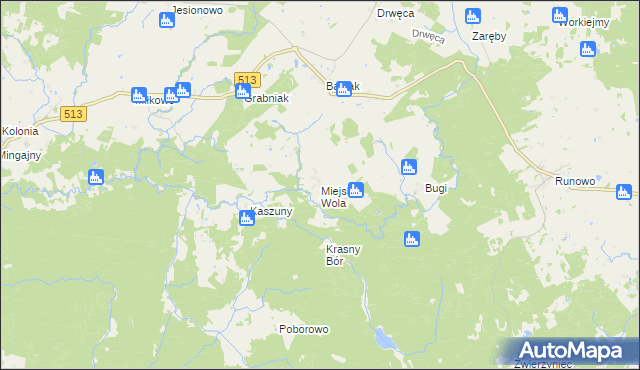 mapa Miejska Wola gmina Lidzbark Warmiński, Miejska Wola gmina Lidzbark Warmiński na mapie Targeo