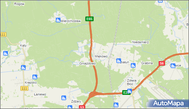 mapa Miękowo gmina Goleniów, Miękowo gmina Goleniów na mapie Targeo