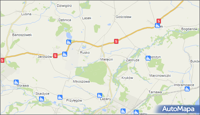 mapa Mielęcin gmina Żarów, Mielęcin gmina Żarów na mapie Targeo