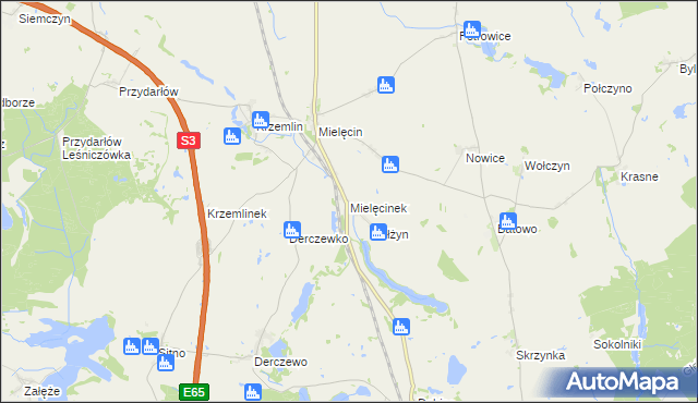 mapa Mielęcinek, Mielęcinek na mapie Targeo