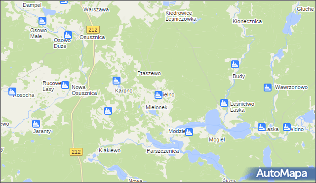 mapa Mielno gmina Lipnica, Mielno gmina Lipnica na mapie Targeo