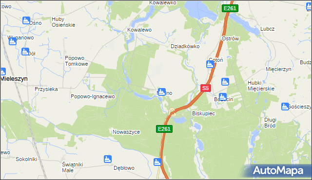 mapa Mielno gmina Mieleszyn, Mielno gmina Mieleszyn na mapie Targeo