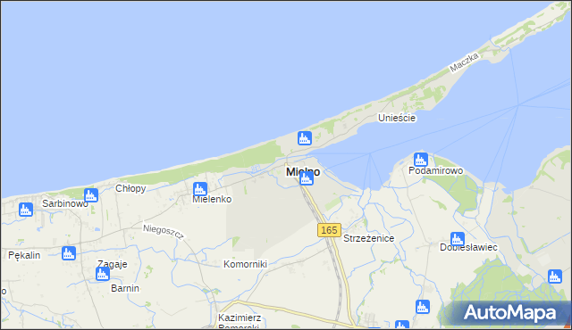 mapa Mielno powiat koszaliński, Mielno powiat koszaliński na mapie Targeo