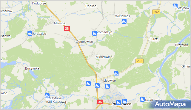 mapa Mierzowice, Mierzowice na mapie Targeo