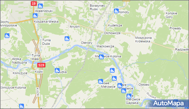 mapa Mierzwice-Kolonia, Mierzwice-Kolonia na mapie Targeo