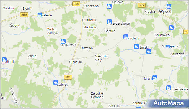 mapa Mierzwin Mały, Mierzwin Mały na mapie Targeo