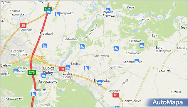 mapa Mierzynek gmina Lubicz, Mierzynek gmina Lubicz na mapie Targeo