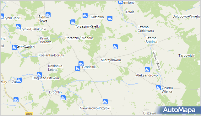 mapa Mierzynówka, Mierzynówka na mapie Targeo