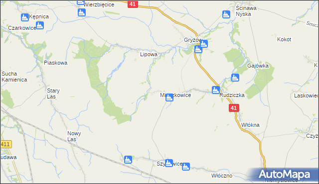 mapa Mieszkowice gmina Prudnik, Mieszkowice gmina Prudnik na mapie Targeo