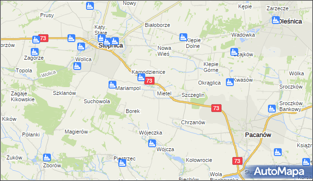 mapa Mietel, Mietel na mapie Targeo