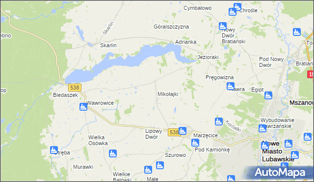 mapa Mikołajki gmina Kurzętnik, Mikołajki gmina Kurzętnik na mapie Targeo