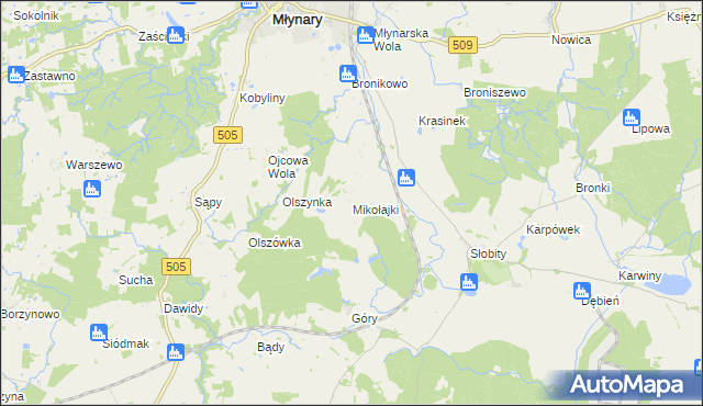 mapa Mikołajki gmina Młynary, Mikołajki gmina Młynary na mapie Targeo