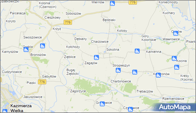 mapa Mikołajów gmina Czarnocin, Mikołajów gmina Czarnocin na mapie Targeo