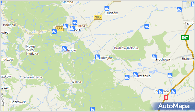 mapa Mikołajów gmina Stoszowice, Mikołajów gmina Stoszowice na mapie Targeo