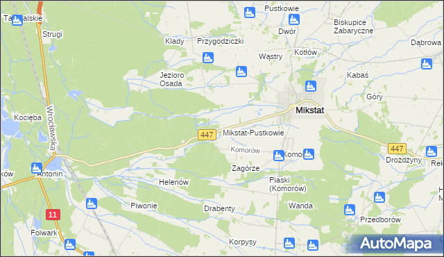 mapa Mikstat-Pustkowie, Mikstat-Pustkowie na mapie Targeo