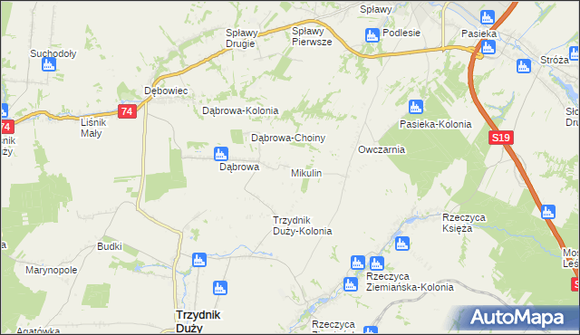 mapa Mikulin gmina Kraśnik, Mikulin gmina Kraśnik na mapie Targeo