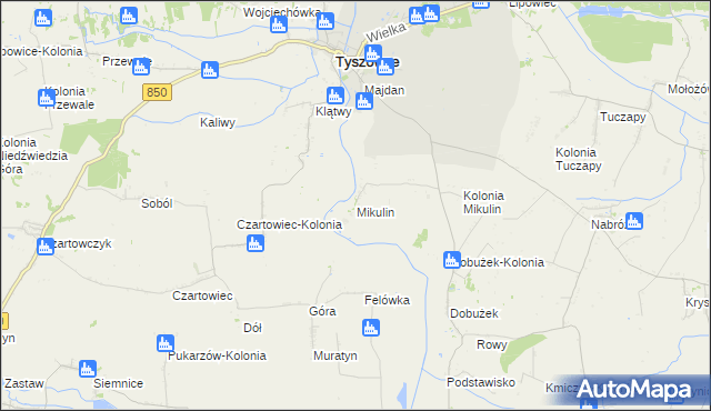 mapa Mikulin gmina Tyszowce, Mikulin gmina Tyszowce na mapie Targeo