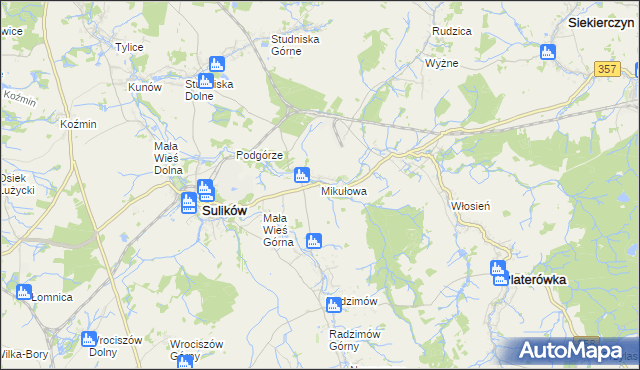 mapa Mikułowa, Mikułowa na mapie Targeo